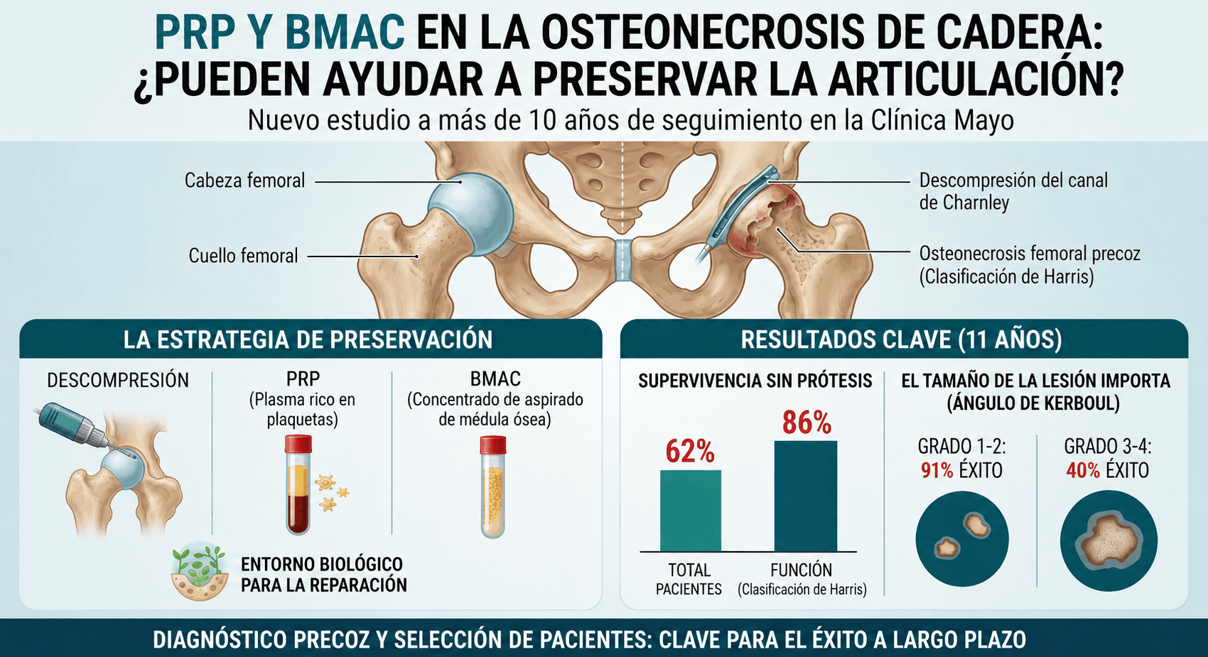 PRP y BMAC en la osteonecrosis de cadera: ¿pueden ayudar a preservar la articulación?